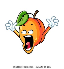 vector cartoon, character, and mascot of an apricot with shocked expression face.