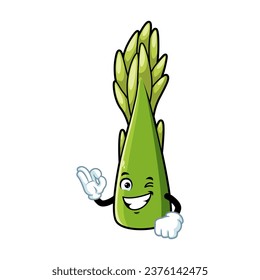 vector cartoon, character, and mascot of an asparagus with ok pose.