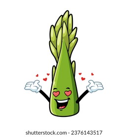 vector cartoon, character, and mascot of an asparagus in love.