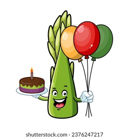 vector cartoon, character, and mascot of an asparagus birthday party.