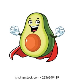 vector cartoon, character, and mascot of an avocado superhero.