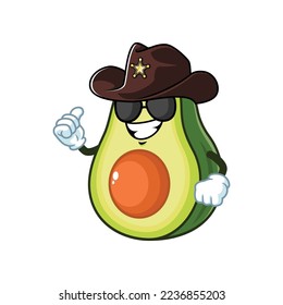 vector cartoon, character, and mascot of an avocado wearing sheriff hat.