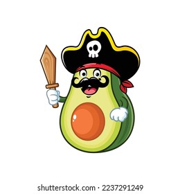 vector cartoon, character, and mascot of an avocado wearing pirates costume.