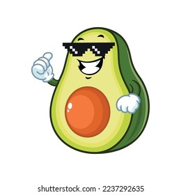 vector cartoon, character, and mascot of an avocado with thug life style.