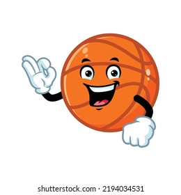 vector cartoon, character, and mascot of a basketball with ok pose.