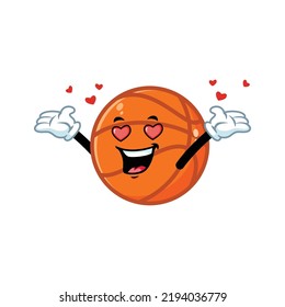vector cartoon, character, and mascot of a basketball in love.