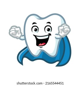 dibujos animados vectoriales, personajes y mascota de un superhéroe de dientes azules.