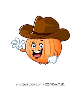 vector cartoon, character, and mascot of a bombay onion wearing cowboy hat.