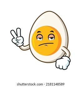 vector cartoon, character, and mascot of a bored boiled egg.