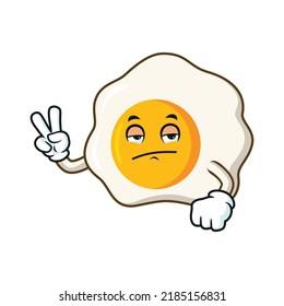 vector cartoon, character, and mascot of a bored fried egg.