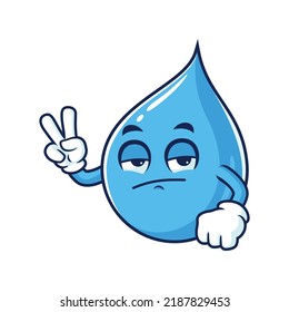 vector cartoon, character, and mascot of a bored water drop.