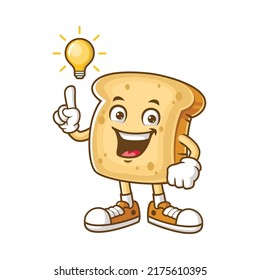 vector cartoon, character, and mascot of a bread get an idea.