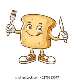 caricatura vectorial, personaje y mascota de un bifurcador y cuchillo de pan.