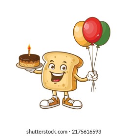 vector cartoon, character, and mascot of a bread birthday party.