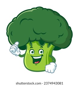 vector cartoon, character, and mascot of a broccoli with thumbs up hand.