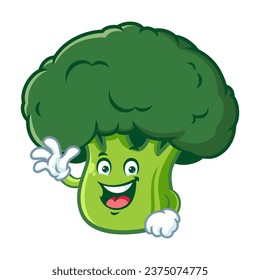 caricatura vectorial, personaje y mascota de un brócoli con mano ondulada.