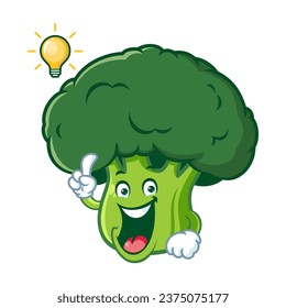 vector cartoon, character, and mascot of a broccoli get an idea.