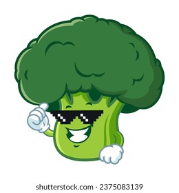 vector cartoon, character, and mascot of a broccoli with thug life style.