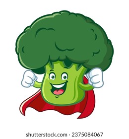 vector cartoon, character, and mascot of a broccoli superhero.