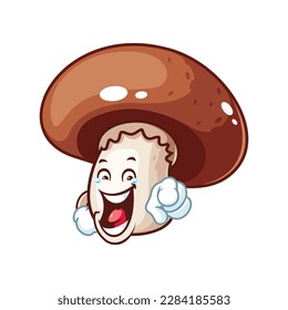 vector cartoon  character    mascot brown champignon mushroom and laugh expression face 