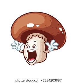 Vektorgrafik, Charakter und Maskottchen eines braunen Champignon-Pilzes mit überragender Ausdruckskraft.
