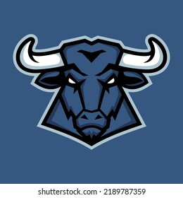 vector cartoon, character, and mascot of a bull head retro sport logo.