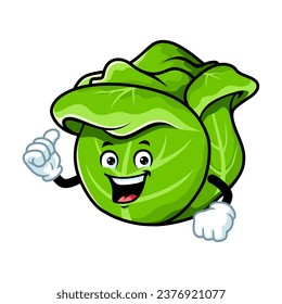 vector cartoon, character, and mascot of a cabbage with thumbs up hand.