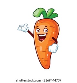 vector cartoon, character, and mascot of a carrot welcome pose.