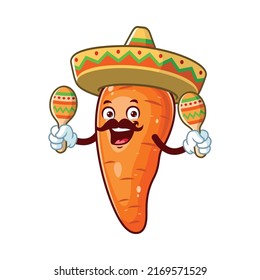 vector cartoon, character, and mascot of a carrot holding maracas.