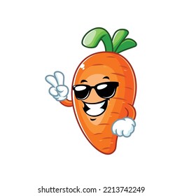 vector cartoon, character, and mascot of a carrot wearing black eyeglasses.