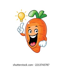vector cartoon, character, and mascot of a carrot get an idea.