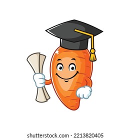 vector cartoon, character, and mascot of a carrot wearing graduation hat.