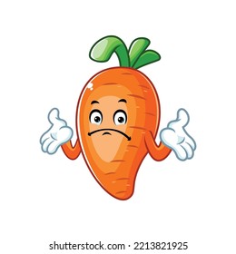 vector cartoon, character, and mascot of a carrot with i don't know pose.