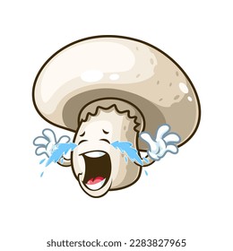 caricatura vectorial, personaje y mascota de un hongo campeón con cara de expresión de grito.