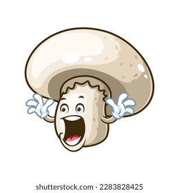 Vektorgrafik, Charakter und Maskottchen eines Champignon-Pilzes mit überragender Ausdrucksfläche.