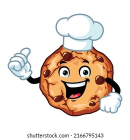 vector cartoon, character, and mascot of a chef cookies with thumbs up hand.