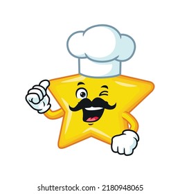 vector cartoon, character, and mascot of a chef star with thumbs up hand.