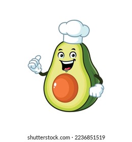 vector cartoon, character, and mascot of a chef avocado with thumbs up hand.