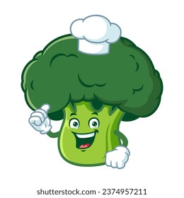 vector cartoon, character, and mascot of a chef broccoli with thumbs up.