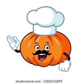 vector cartoon, character, and mascot of a chef pumpkins with ok pose.