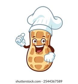 vector cartoon, character, and mascot of a chef peanuts with thumbs up hand.