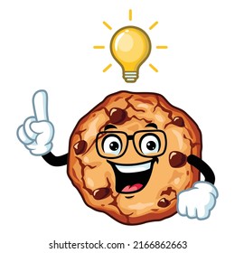 vector cartoon, character, and mascot of a cookies get an idea.