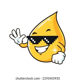 Vector Cartoon, Character, And Mascot Of A Cooking Oil Drop Thug Life.