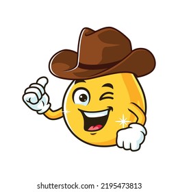 caricatura vectorial, personaje y mascota de una gota de aceite de cocina con sombrero de vaquero.