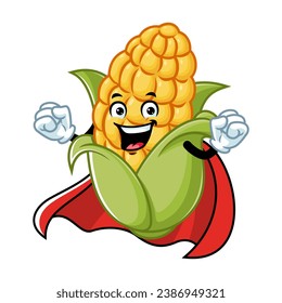vector cartoon, character, and mascot of a corn superhero.