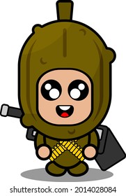 personaje de caricatura vectorial disfraz de mascota verduras encurtidas con pistolas y balas