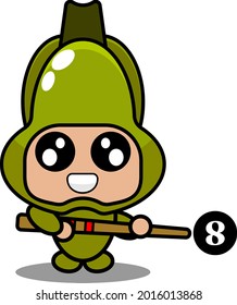 personaje de caricatura vectorial disfraz de mascota verduras chayote simples jugando al billar