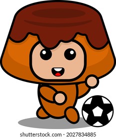 Vector Cartoon Character Mascot Costume Food Cute Brown Cake Playing Football