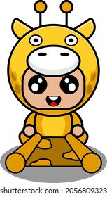vector cartoon character mascot costume cute animal giraffe opening map
