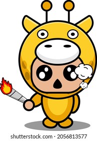 vector cartoon character mascot costume cute animal giraffe smoking